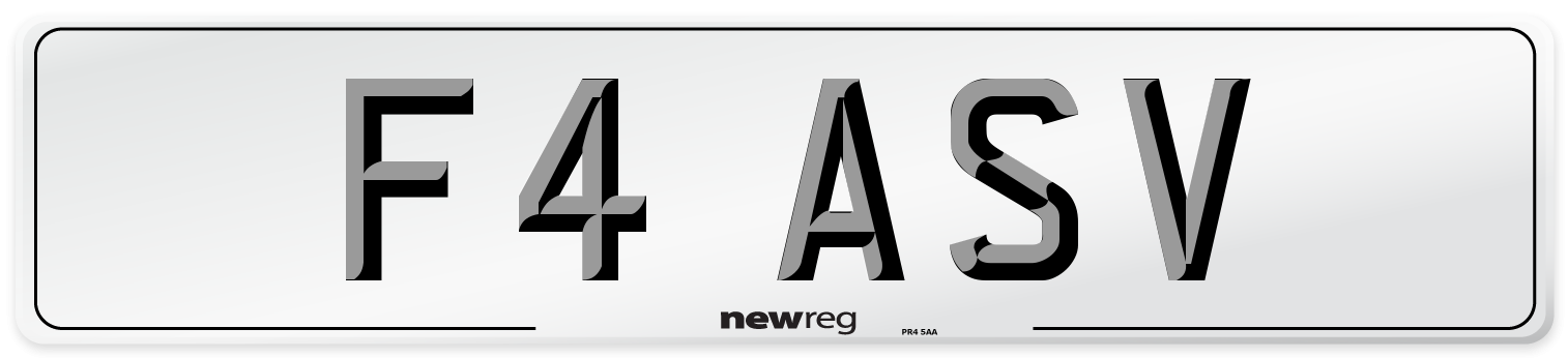 F4 ASV Number Plate from New Reg